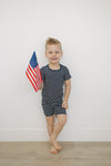 Navy Stripes Ribbed Bamboo Cozy Short Set