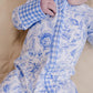 Bamboo Zip Romper | Blue Flowers