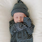 Navy Stripes Ribbed Bamboo Newborn Knot Hat