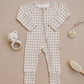 Bamboo Zip Romper | Beige Gingham