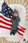 Navy Stripes Ribbed Bamboo Zipper