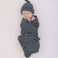 Navy Stripes Ribbed Bamboo Newborn Knot Hat