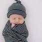 Navy Stripes Ribbed Bamboo Stretch Swaddle