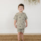 Palm Tree Button Short Set