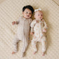 Bamboo Zip Romper | Beige Gingham