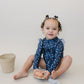 Navy Berry Long Sleeve Ruffle Zipper One-Piece