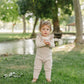 Taupe Ruffle Knit Overalls