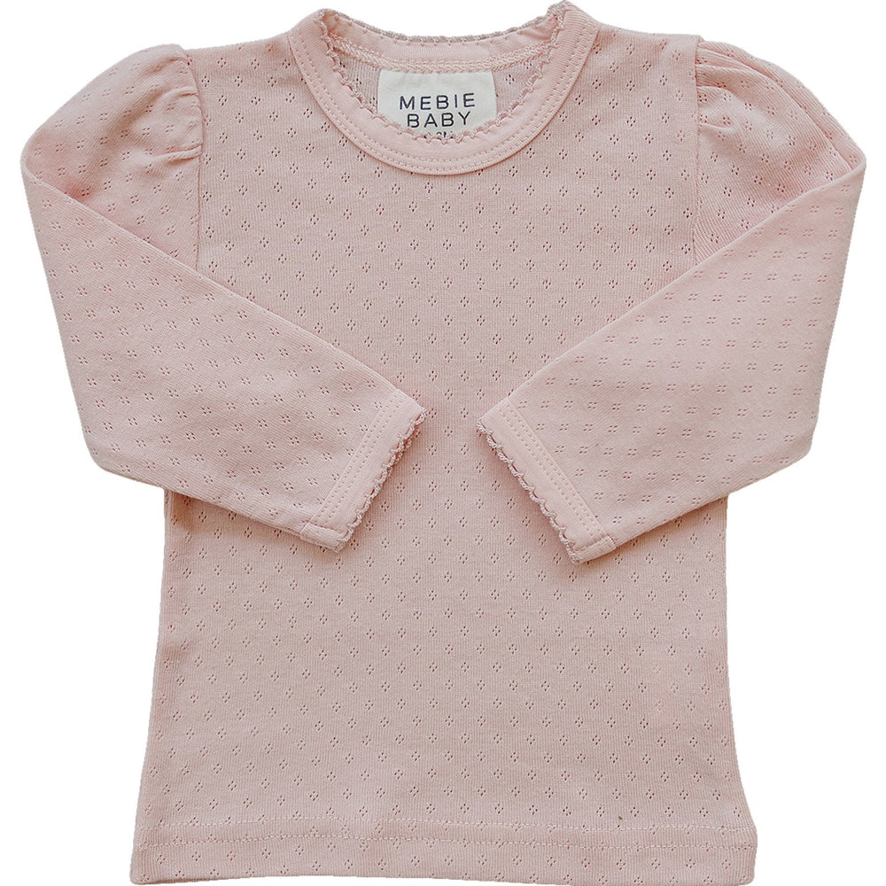 Pink Pointelle Long Sleeve Tee