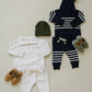Navy Stripes Hooded French Terry Set