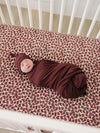 Antique Floral Ribbed Bamboo Stretch Crib Sheet
