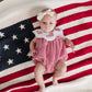 Gingham Flag Smocked Bubble Romper