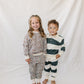 Green Stripe Collared French Terry Set