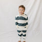 Green Stripe Collared French Terry Set