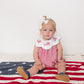 Gingham Flag Smocked Bubble Romper