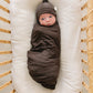 Brown Ribbed Bamboo Stretch Swaddle