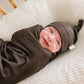 Brown Ribbed Bamboo Stretch Swaddle