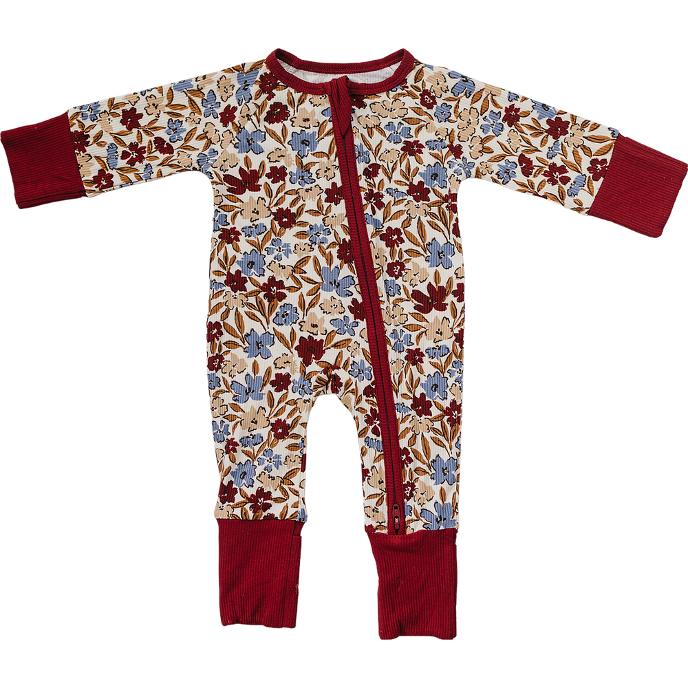 Desert Floral Ribbed Bamboo Zipper
