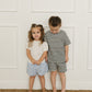 Navy Stripe Button Short Set