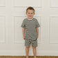 Navy Stripe Button Short Set
