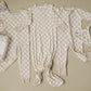 Taupe Checkered Bamboo Zipper