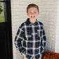 Navy Plaid Button Up Shirt