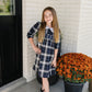 Navy Plaid Smocked Dress