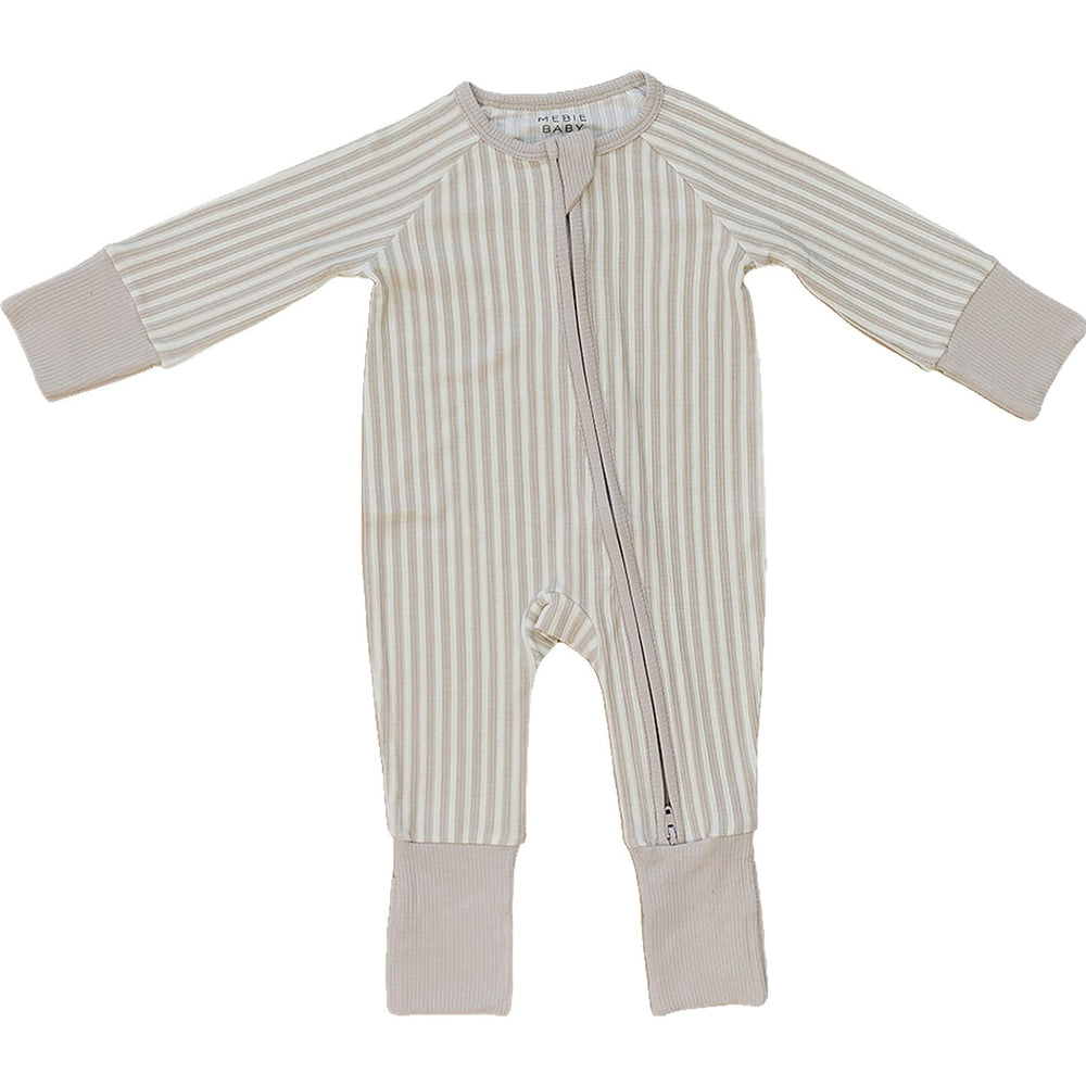 Taupe Stripe Ribbed Bamboo Zipper