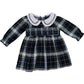 Navy Plaid Smocked Dress