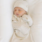 Taupe Stripe Ribbed Bamboo Newborn Knot Hat