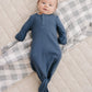 Navy Organic Cotton Ribbed Knot Gown