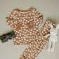 Mustard Floral Ribbed Bamboo Cozy Set