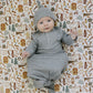 Heather Grey Ribbed Bamboo Newborn Knot Hat