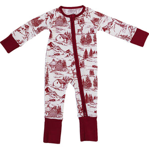 Holiday Toile Ribbed Bamboo Zipper