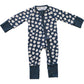Navy Daisy Ribbed Bamboo Zipper