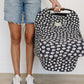 Navy Daisy Ribbed Bamboo Multi-Use Cover
