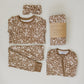 Brown Floral Ribbed Bamboo Cozy Set