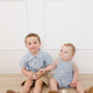 Blue Stripe Short Linen Overalls