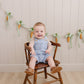 Blue Stripe Short Linen Overalls
