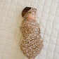 Brown Floral Ribbed Bamboo Stretch Swaddle