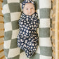 Navy Daisy Ribbed Bamboo Head Wrap