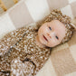 Brown Floral Ribbed Bamboo Head Wrap