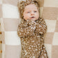 Brown Floral Ribbed Bamboo Knot Gown