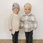 Grey & White Stripe Chunky Knit Beanie