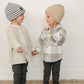 Grey & White Stripe Chunky Knit Beanie
