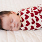 Hearts Ribbed Bamboo Stretch Swaddle