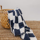 Navy Checkered Plush Blanket