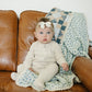 Patchwork Print + Blue Blossom Lace Muslin Quilt