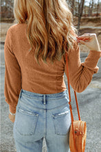 Load image into Gallery viewer, Brown Textured Long Sleeve Top
