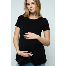 Load image into Gallery viewer, Solid Short Sleeve Round Neck Wrap Nursing Top
