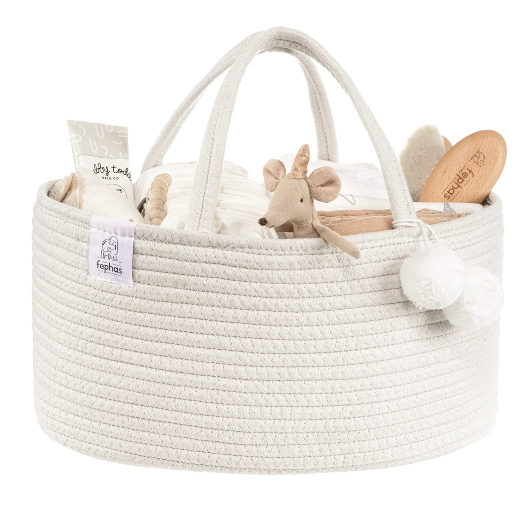 Cotton Rope Diaper Caddy - Off White
